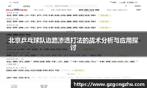 北京乒乓球队边路渗透打法的战术分析与应用探讨
